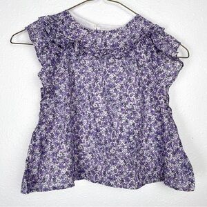 CrewCuts Sz. XS (4/5) Purple and White Floral Ruffle Top